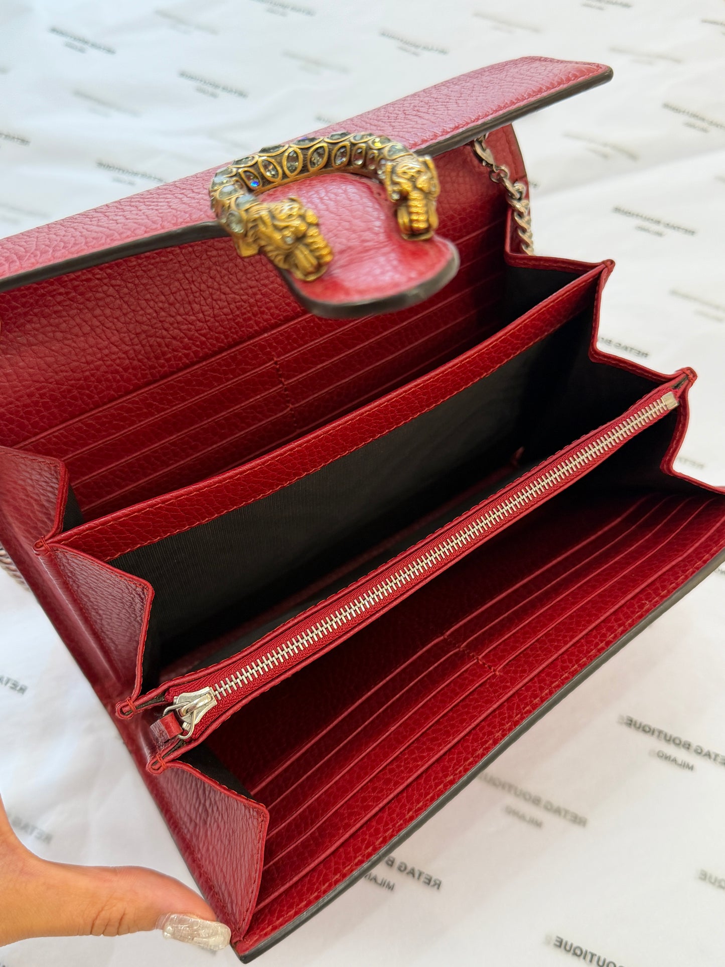 Gucci Dionysus Chain Wallet in Pelle