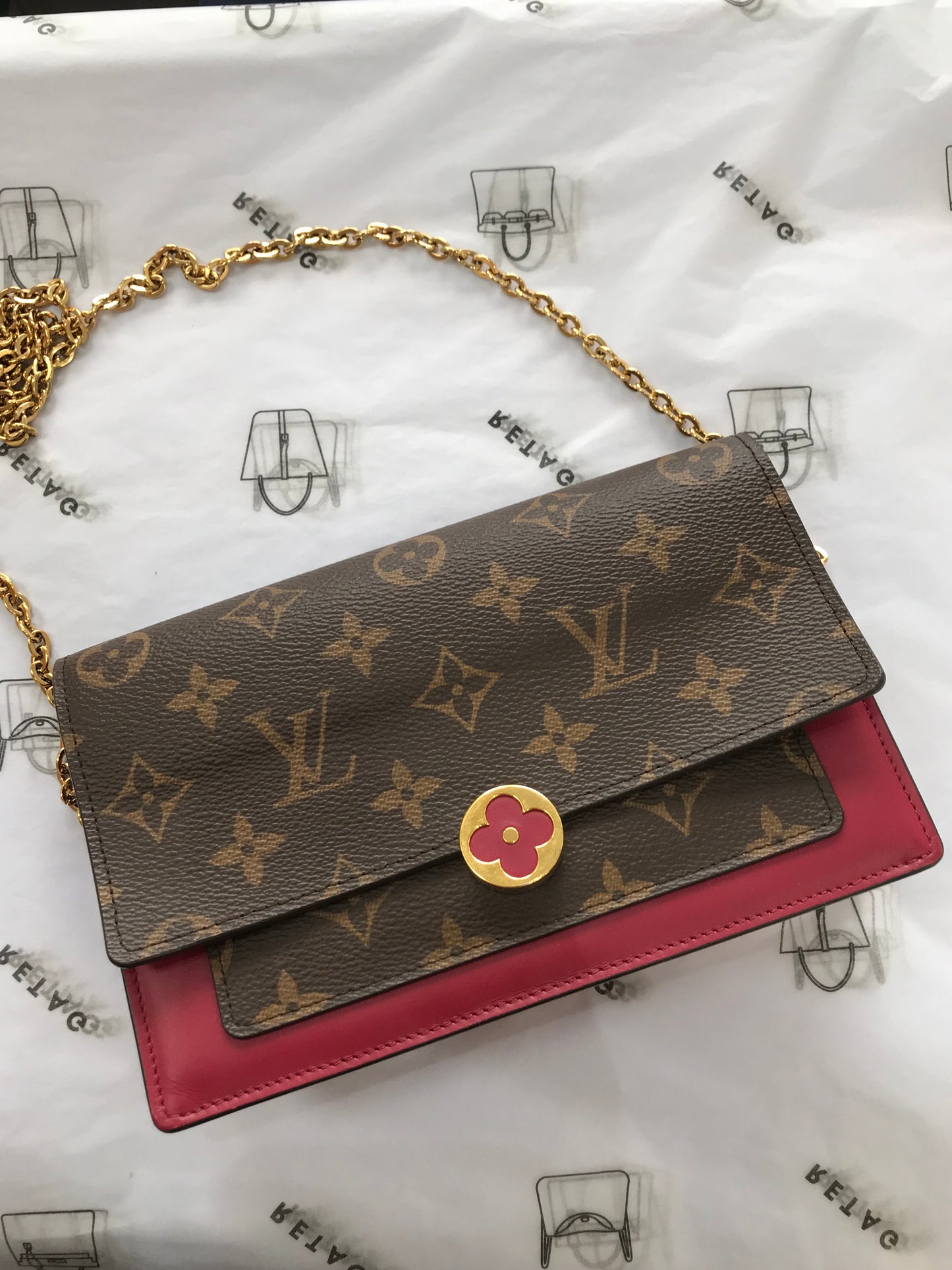 Louis Vuitton Borsa Flore chain in pelle