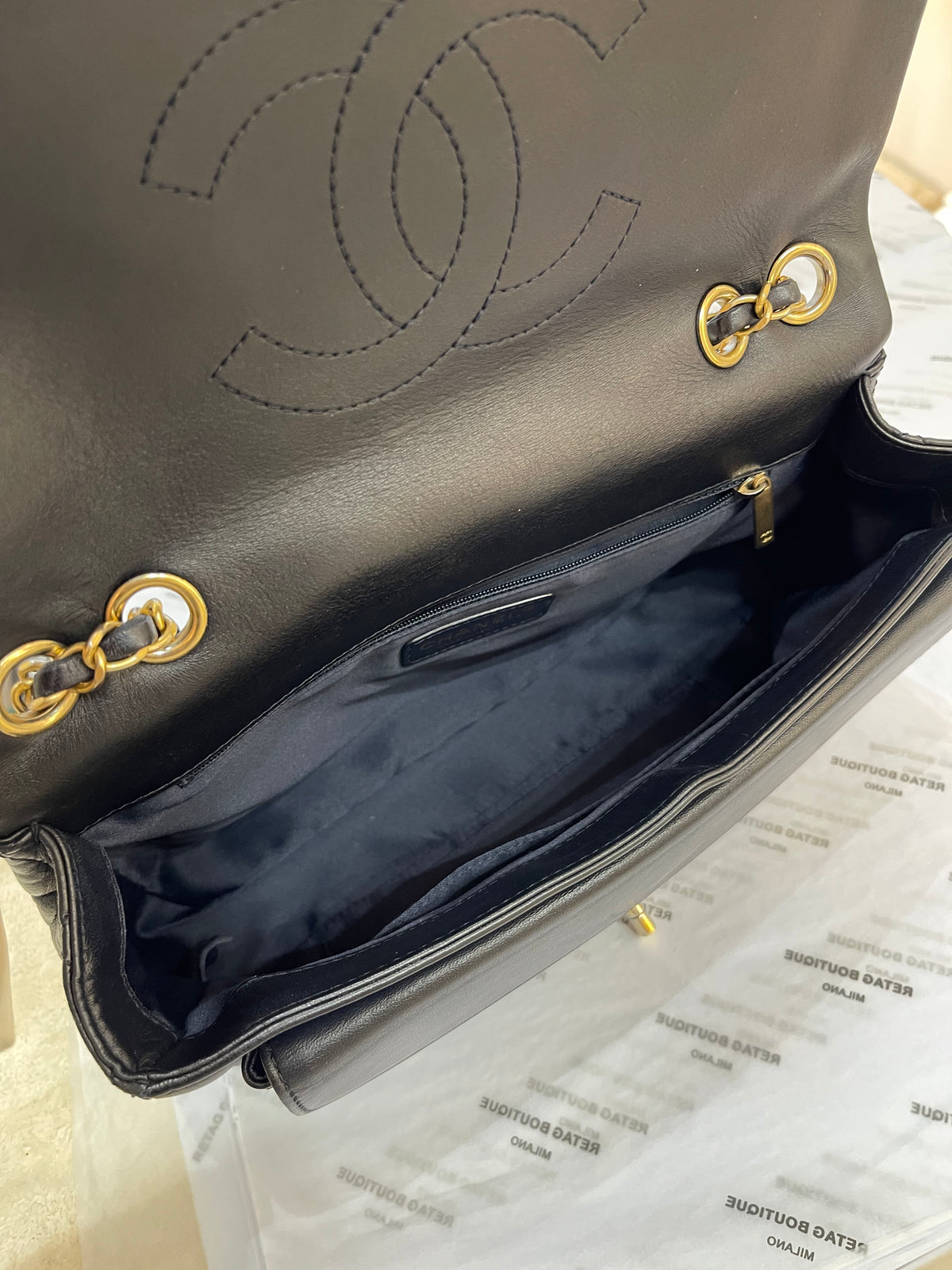 Chanel Borsa in Pelle Blu Scuro