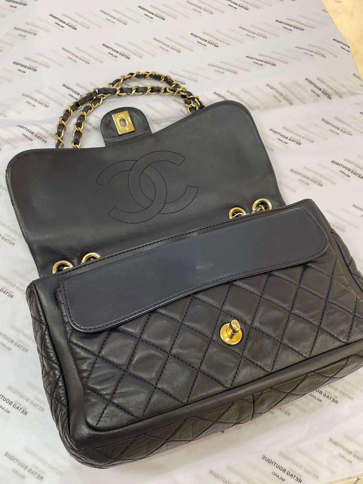 Chanel Borsa in Pelle Blu Scuro