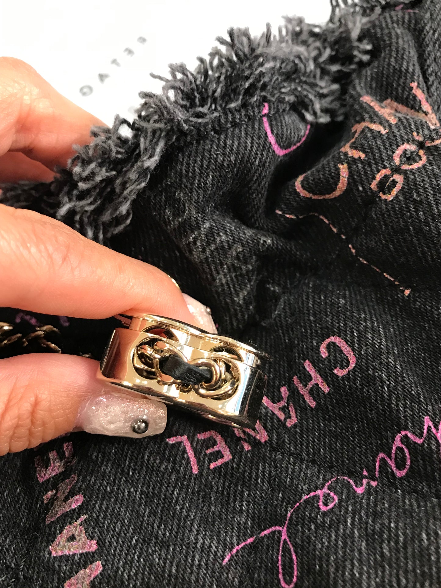 Chanel Denim Quilted Mood Mini Bucket Bag With Chain