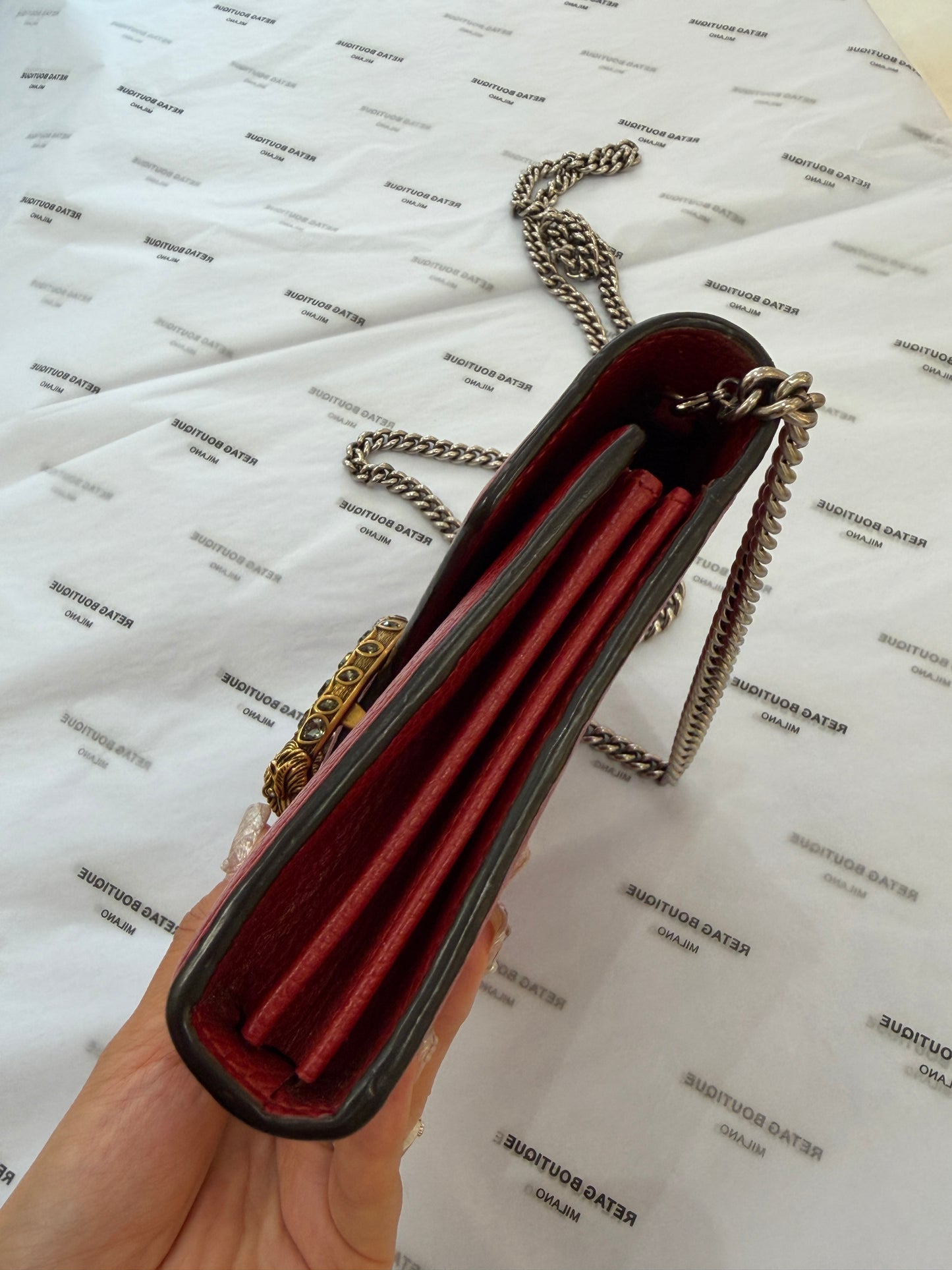 Gucci Dionysus Chain Wallet in Pelle