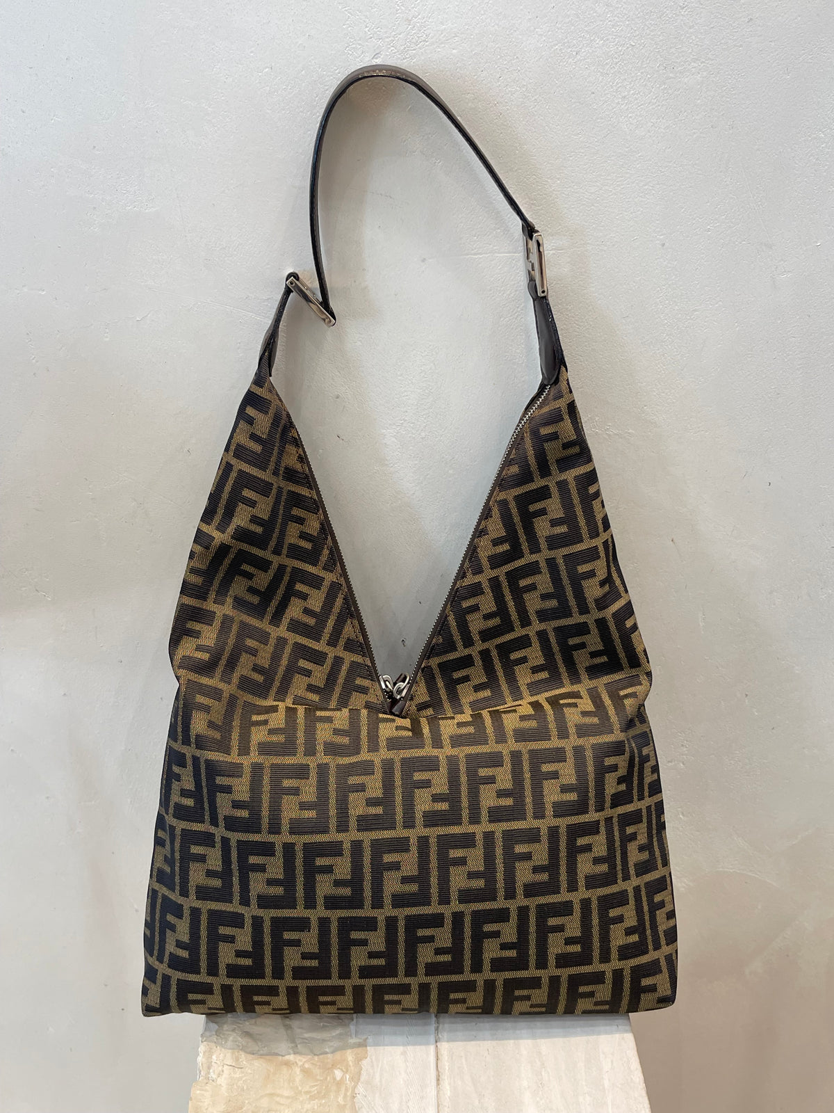 Fendi Zucca Hobo Shoulder Bag