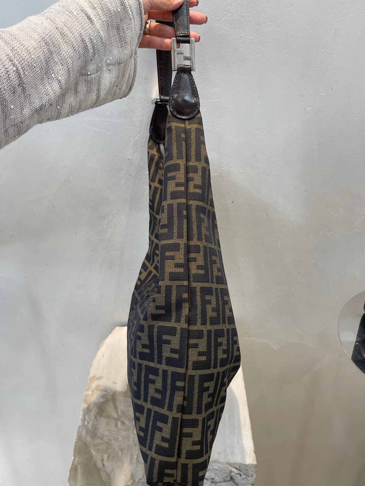 Fendi Zucca Hobo Shoulder Bag