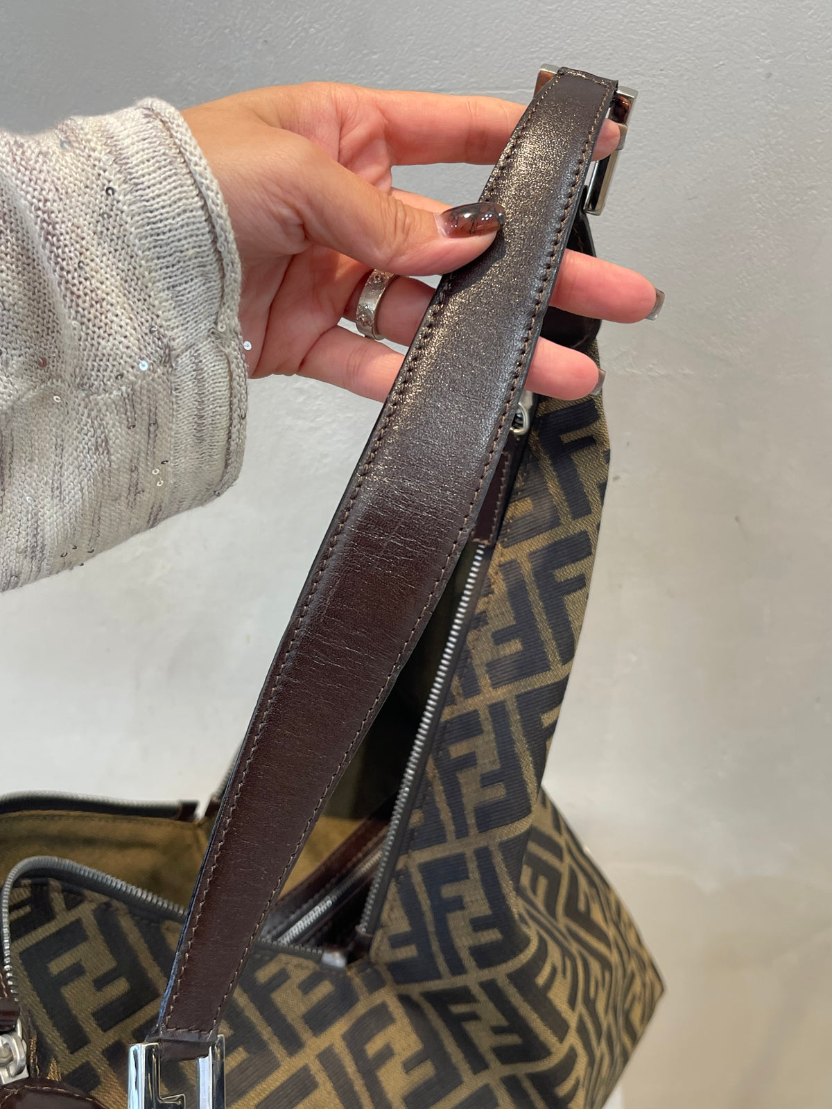 Fendi Zucca Hobo Shoulder Bag